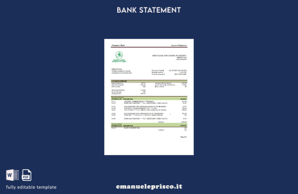 modello word di estratto conto bancario Mauritania Chinguitty in stile verificat